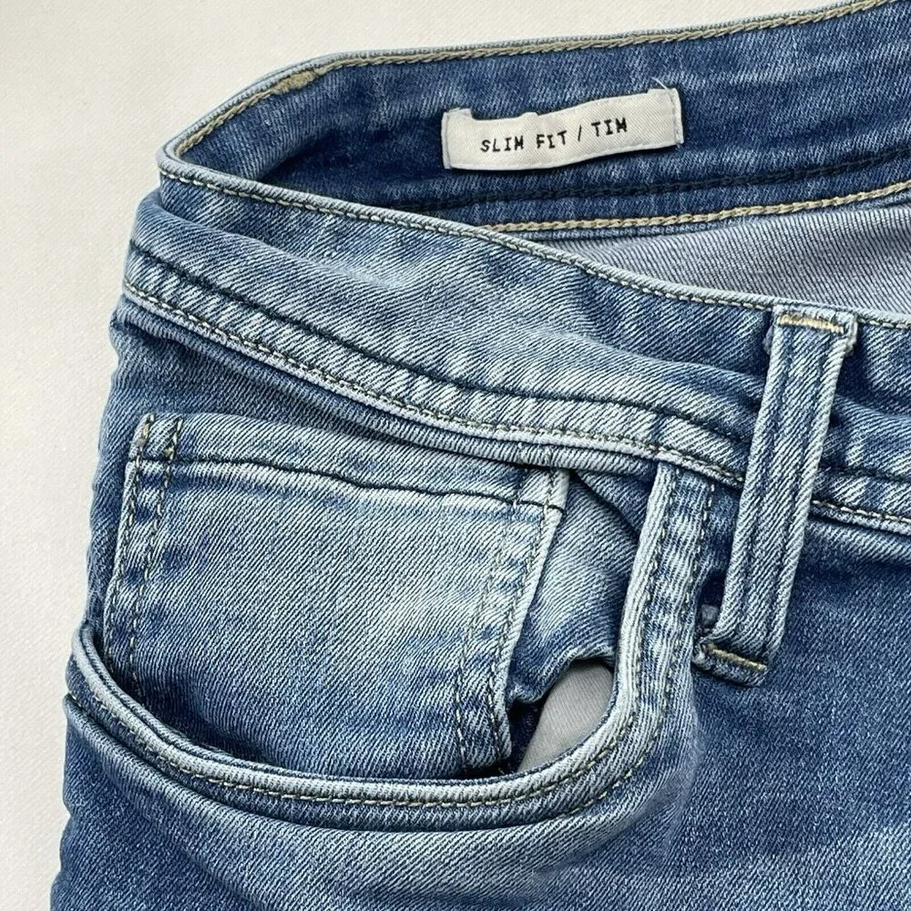Jack Jones Slim Fit Tim Skinny Jeans Men Sz 33x32 Button Fly Moto Biker Classic - Picture 5 of 13